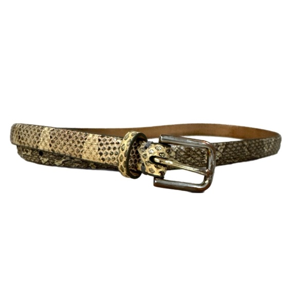 J. Crew Women’s Genuine Leather Belt Chic Snakeskin Print Sz Small 4/6 VTG Style - Picture 3 of 10
